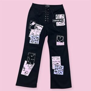 Current Mood Black and Pink Patchwork Jeans